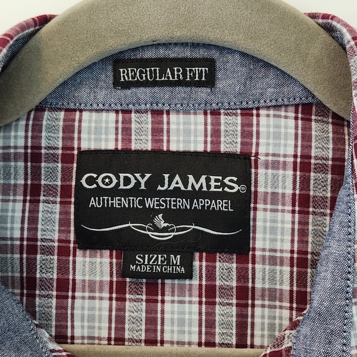 Cody James Gray and Burgundy Short Sleeve Western Snap Front Shirt Size Medium