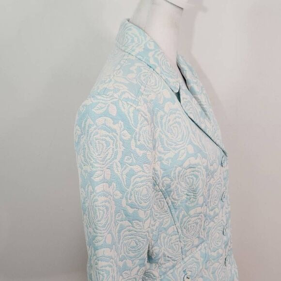 Liz Claiborne Blue Floral Blazer Size 12 Blue Jacquard Blazer