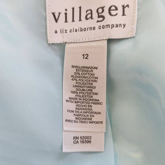 Liz Claiborne Blue Floral Blazer Size 12 Blue Jacquard Blazer