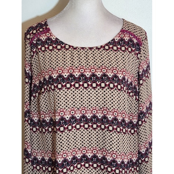 Skies Are Blue Boho Print Blouse Size Medium