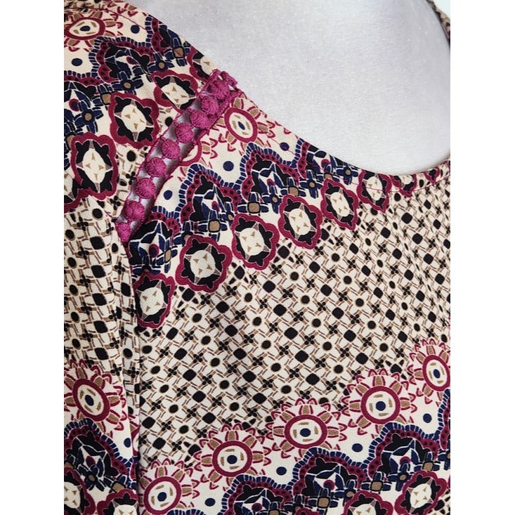 Skies Are Blue Boho Print Blouse Size Medium