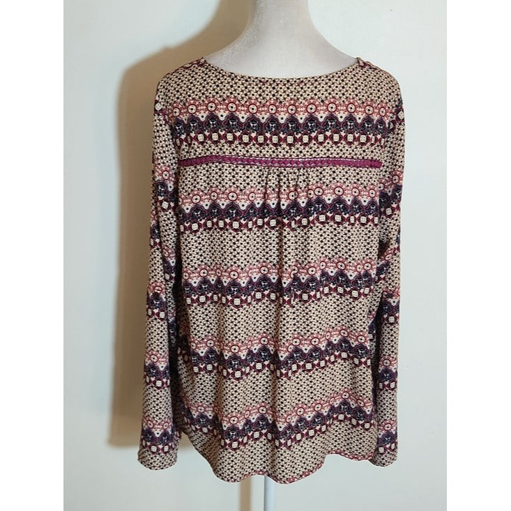 Skies Are Blue Boho Print Blouse Size Medium