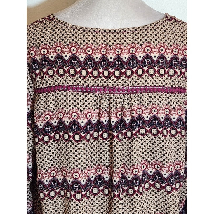Skies Are Blue Boho Print Blouse Size Medium