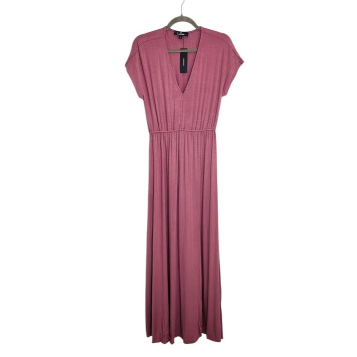 Lulus Pink Short Sleeve Boho Maxi Dress Size Medium NWT Casual Wedding Guest