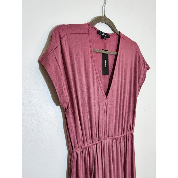 Lulus Pink Short Sleeve Boho Maxi Dress Size Medium NWT Casual Wedding Guest