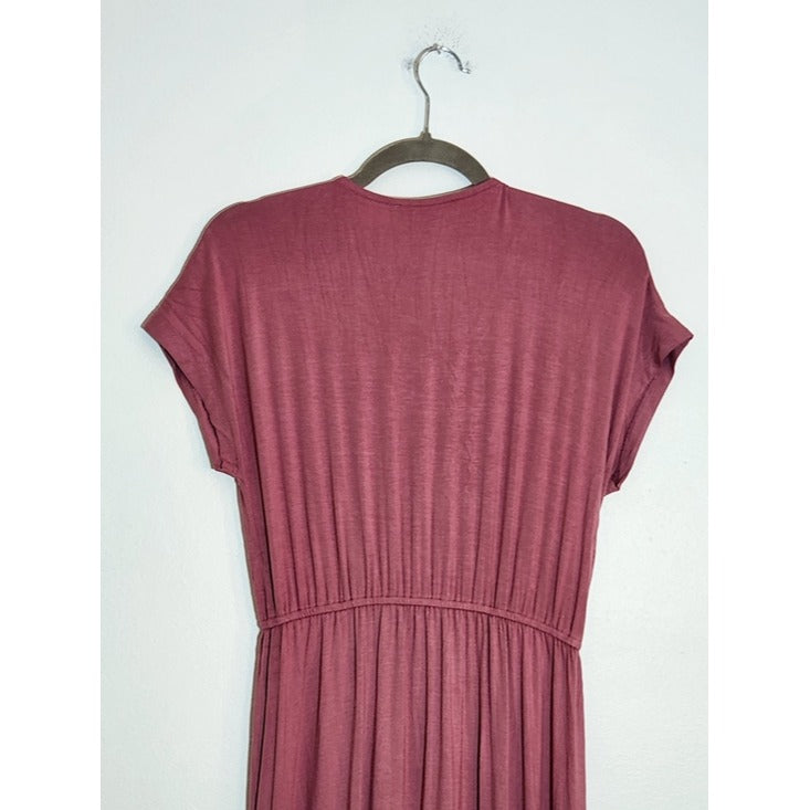 Lulus Pink Short Sleeve Boho Maxi Dress Size Medium NWT Casual Wedding Guest