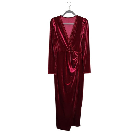 Wine Red Velvet Bodycon Formal Dress Size XXL