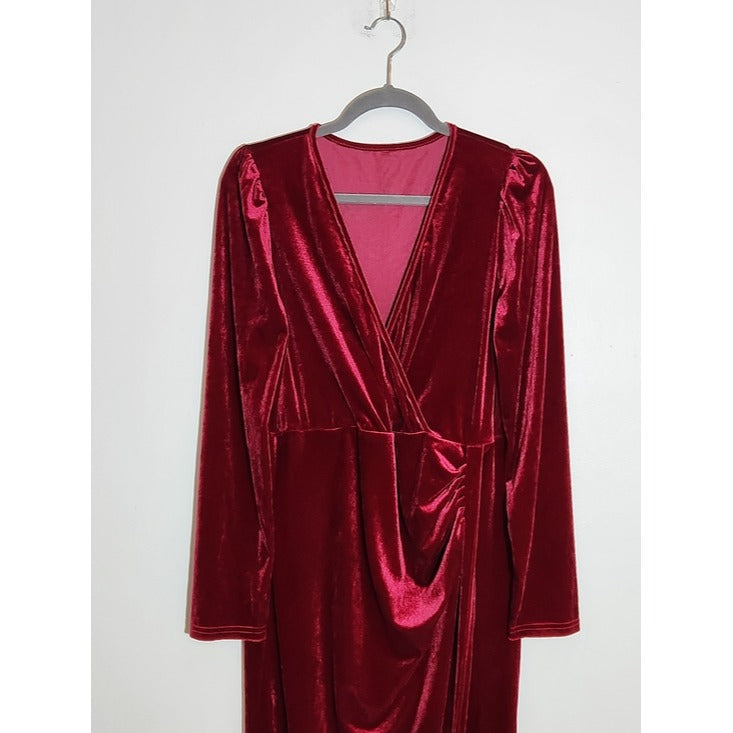 Wine Red Velvet Bodycon Formal Dress Size XXL