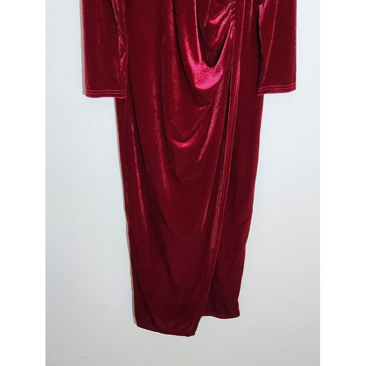 Wine Red Velvet Bodycon Formal Dress Size XXL