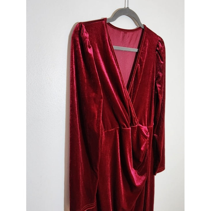 Wine Red Velvet Bodycon Formal Dress Size XXL