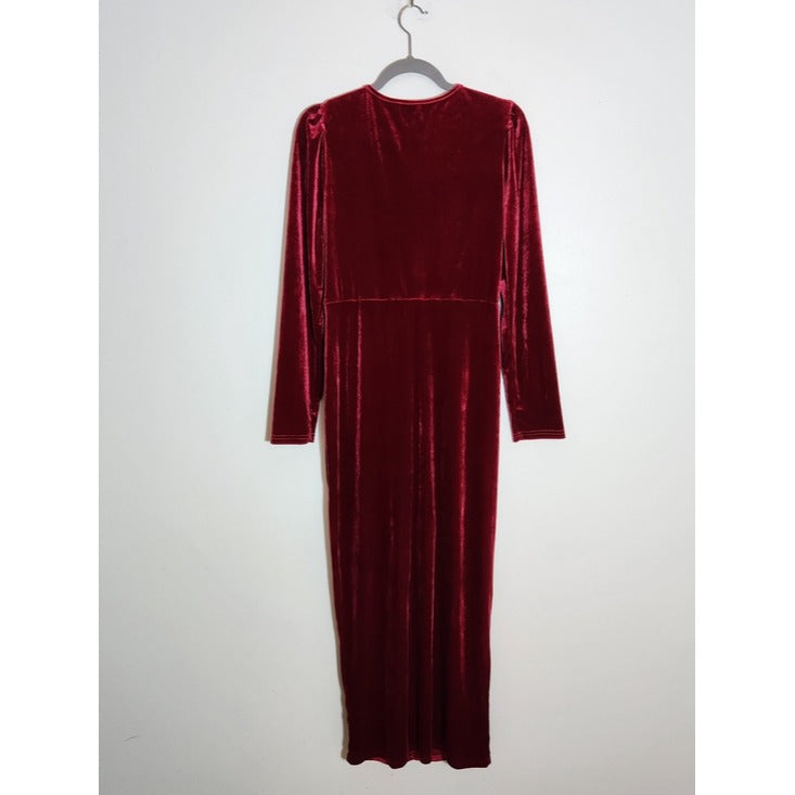 Wine Red Velvet Bodycon Formal Dress Size XXL
