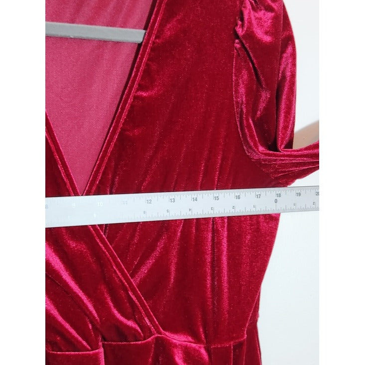 Wine Red Velvet Bodycon Formal Dress Size XXL