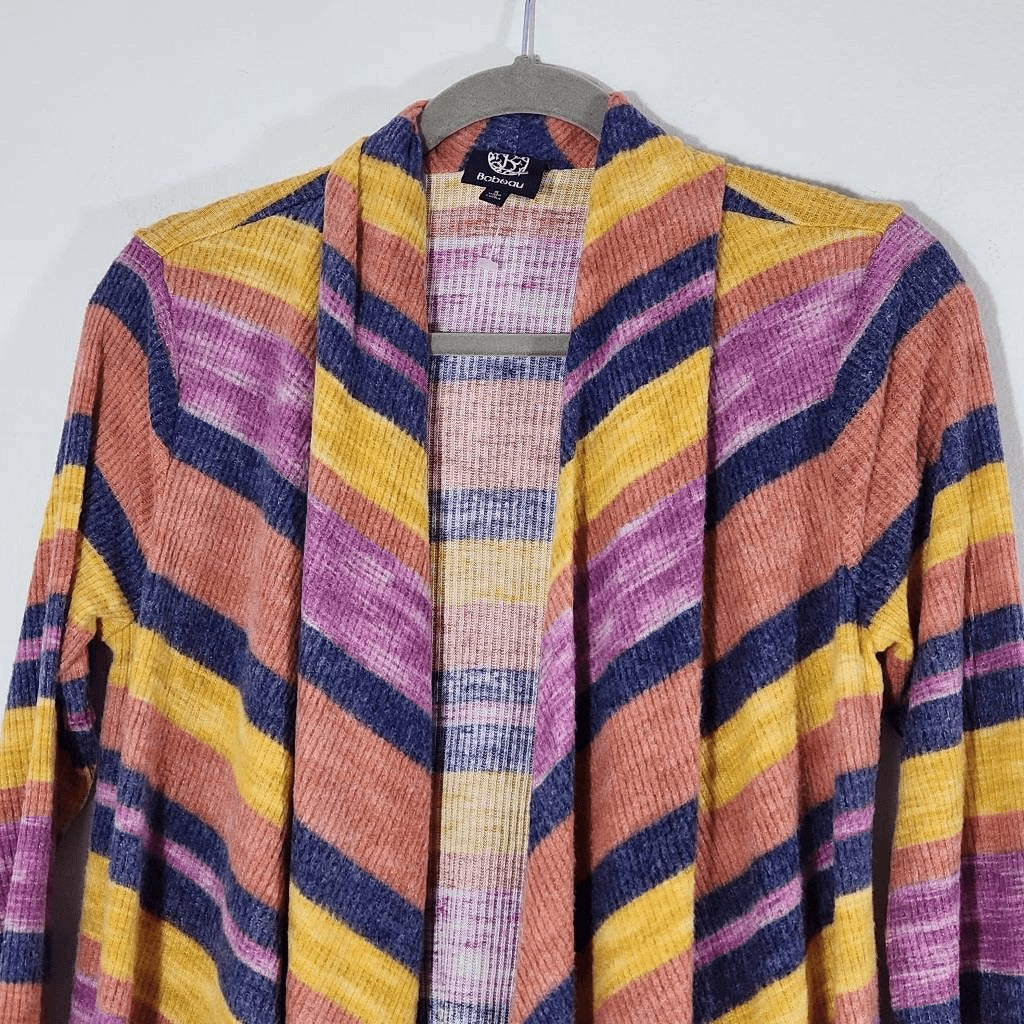 Bobeau Striped Knit Cardigan Sweater Size Small NWOT Draped Front Cardigan