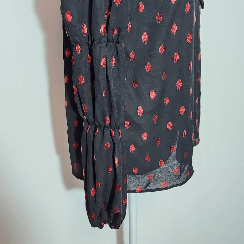 a love story Black and Red Blouse NWT Size Small Black and Ped Dot Print Top