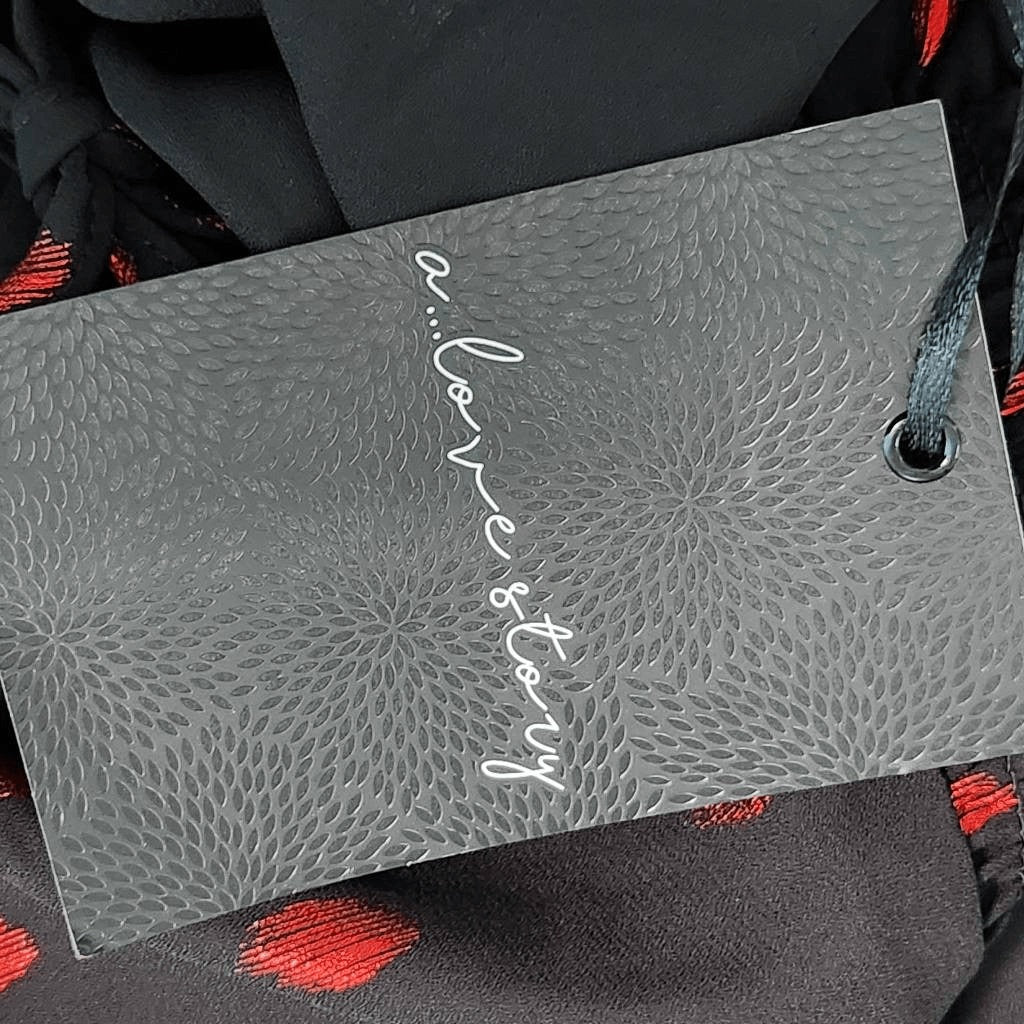 a love story Black and Red Blouse NWT Size Small Black and Ped Dot Print Top