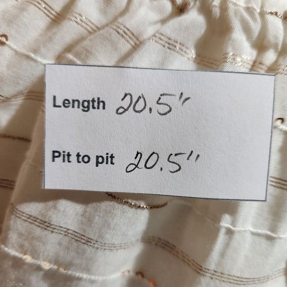 Vince Camuto Sheer Cream and Metallic Gold Top NWT Size Large Ivory Blouse