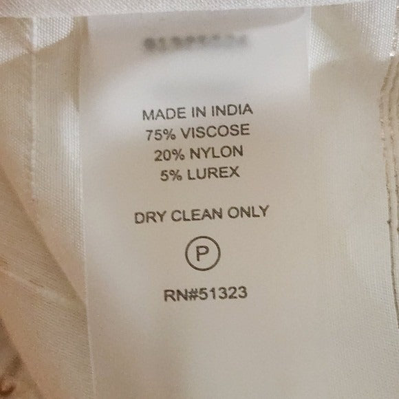 Vince Camuto Sheer Cream and Metallic Gold Top NWT Size Large Ivory Blouse