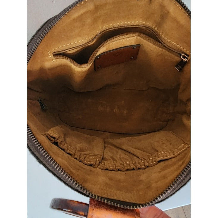 Patricia Nash Pink-Peach Embossed Leather Tortoise Handle Crossbody Bag