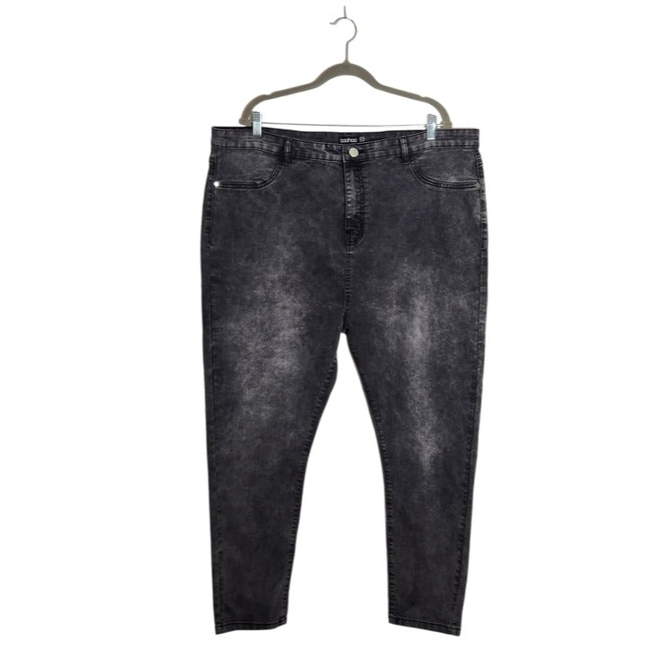 Boohoo Womens Acid Wash Black Skinny Fit Jeans Size 20