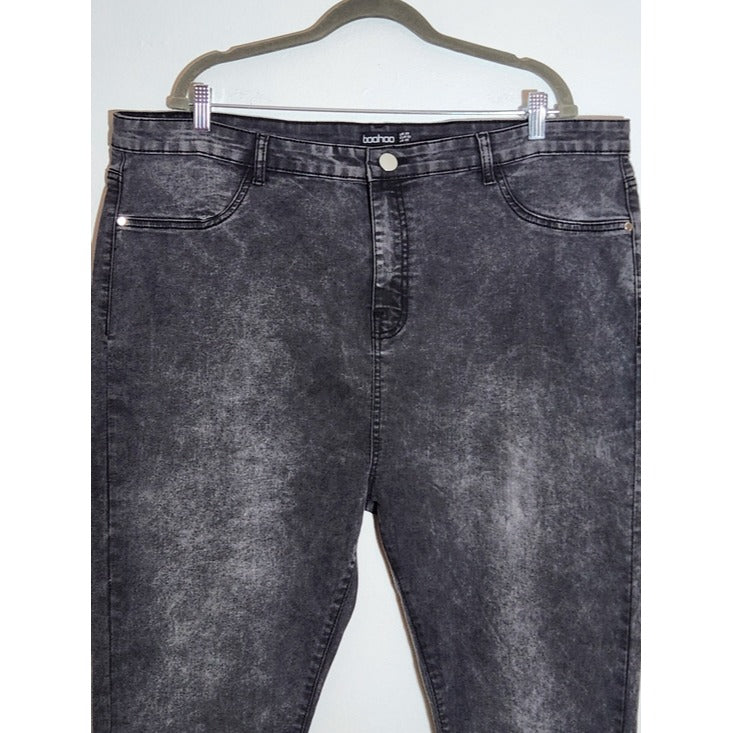 Boohoo Womens Acid Wash Black Skinny Fit Jeans Size 20