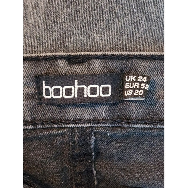 Boohoo Womens Acid Wash Black Skinny Fit Jeans Size 20