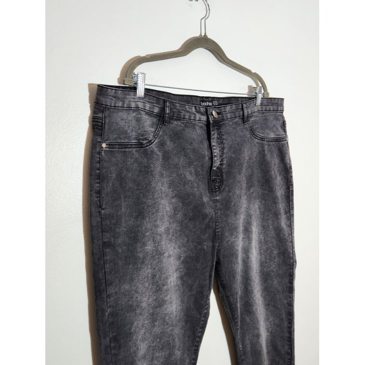 Boohoo Womens Acid Wash Black Skinny Fit Jeans Size 20