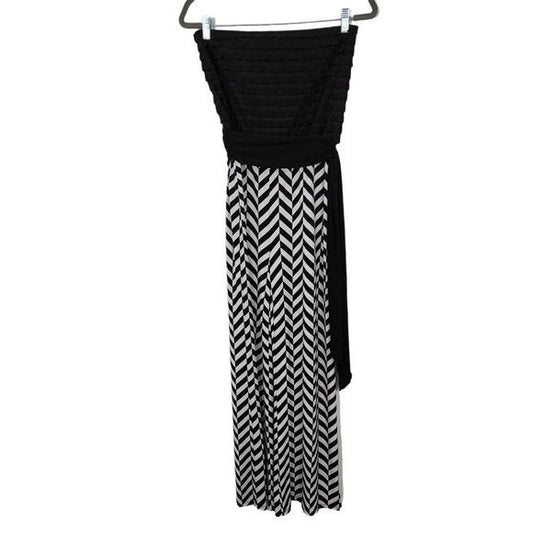Connected Apparel Black and White Strapless Jumpsuit Size Small