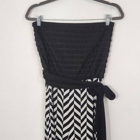Connected Apparel Black and White Strapless Jumpsuit Size Small