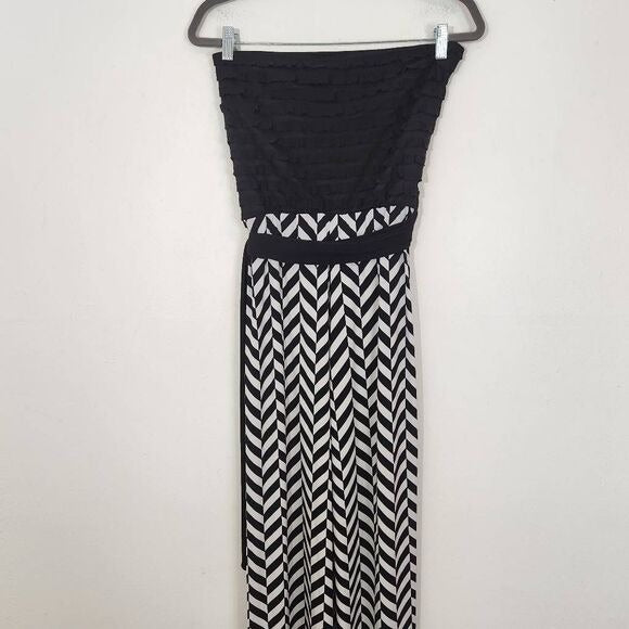 Connected Apparel Black and White Strapless Jumpsuit Size Small