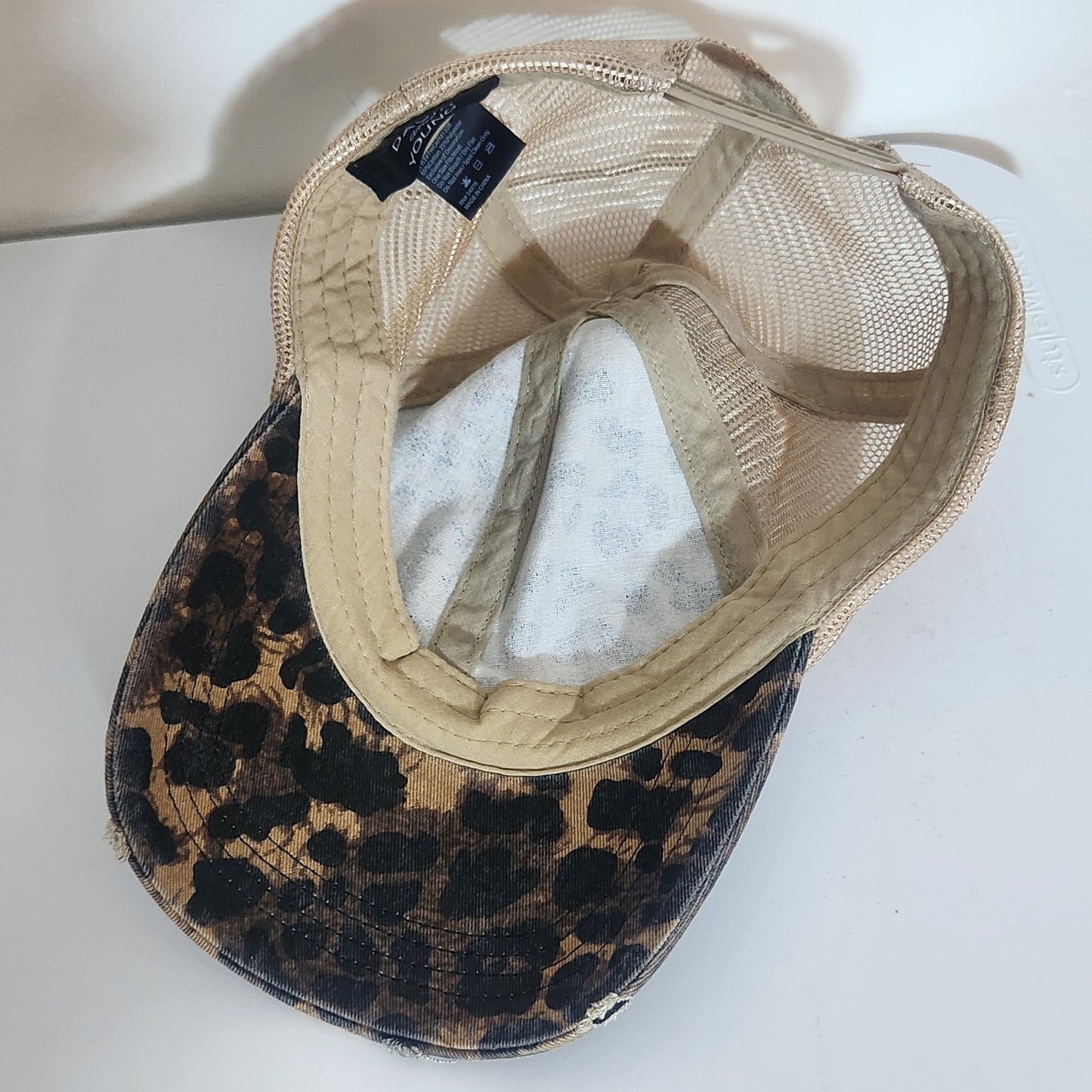 David and Young Tan Leopard Print Trucker Hat One Size