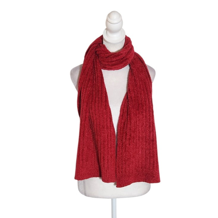 Talbots Red Ribbed Chenille Scarf Soft Cozy Holiday Winter One Size