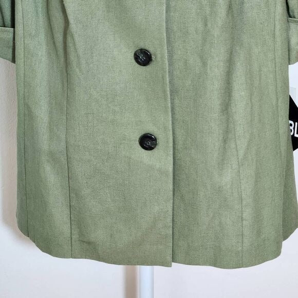 Lady Dorby Green Linen Short Sleeve Blazer NWT Size 16W Olive Green Blazer