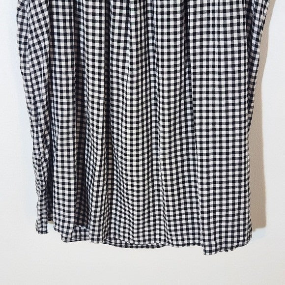 Terra & Sky Black and White Gingham Top Size 1X Black Check Blouse