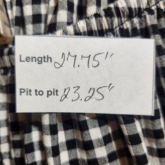 Terra & Sky Black and White Gingham Top Size 1X Black Check Blouse