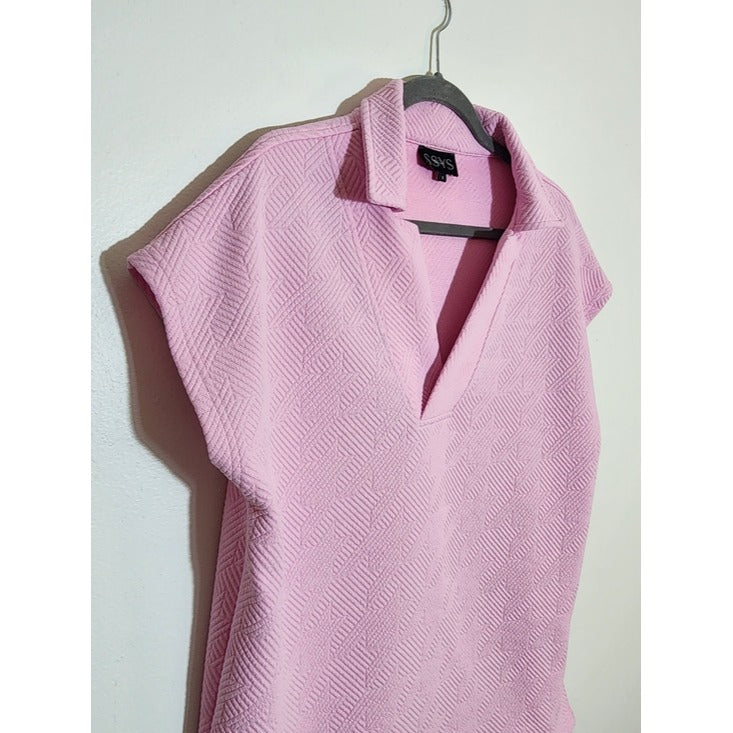 SSYS The Label Pink Textured Polo Top Size Small