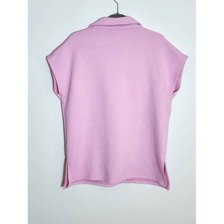 SSYS The Label Pink Textured Polo Top Size Small