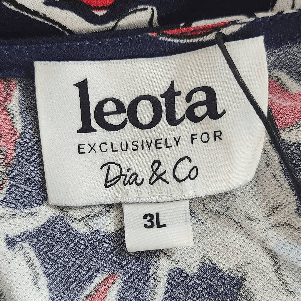 Leota Navy Red Floral Dress NWT 3X Navy Faux Wrap Dress Wedding Guest