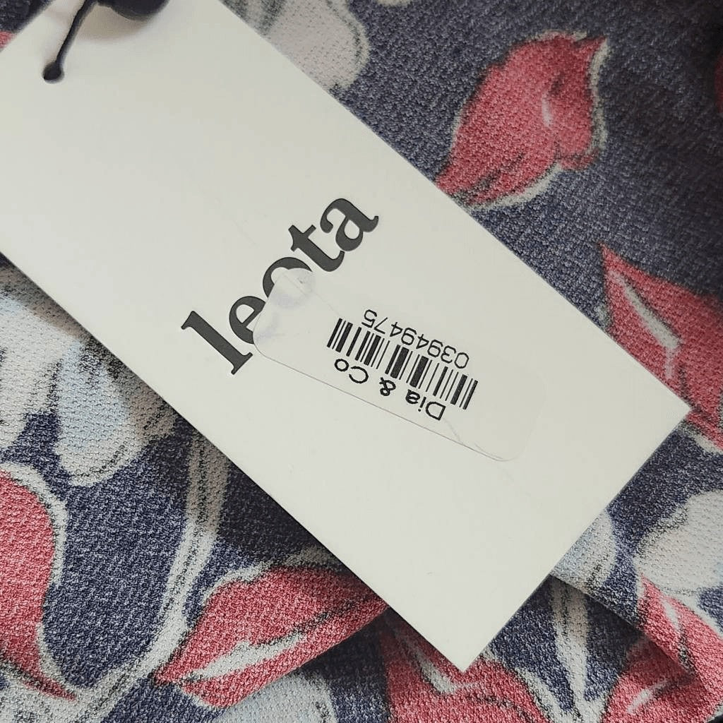 Leota Navy Red Floral Dress NWT 3X Navy Faux Wrap Dress Wedding Guest