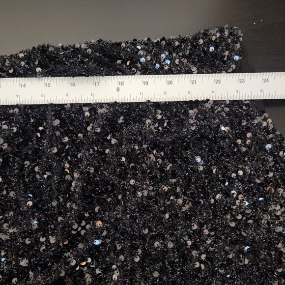 Fashion Nova Mini Black Sequin One-Shoulder Cocktail Dress Size Small