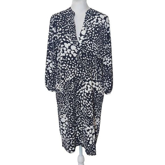 Banana Republic Black and White Mini Dress Size Small Black Print Shift Dress