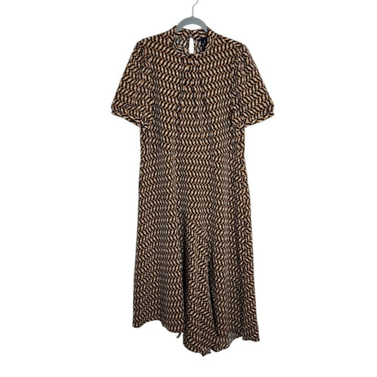 Who What Wear Brown and Black Geometric Asymmetric Midi Dress Size XXL NWT