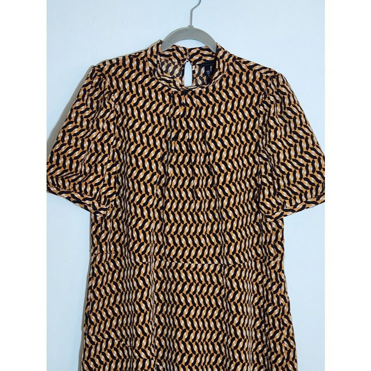 Who What Wear Brown and Black Geometric Asymmetric Midi Dress Size XXL NWT