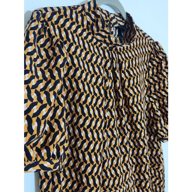 Who What Wear Brown and Black Geometric Asymmetric Midi Dress Size XXL NWT