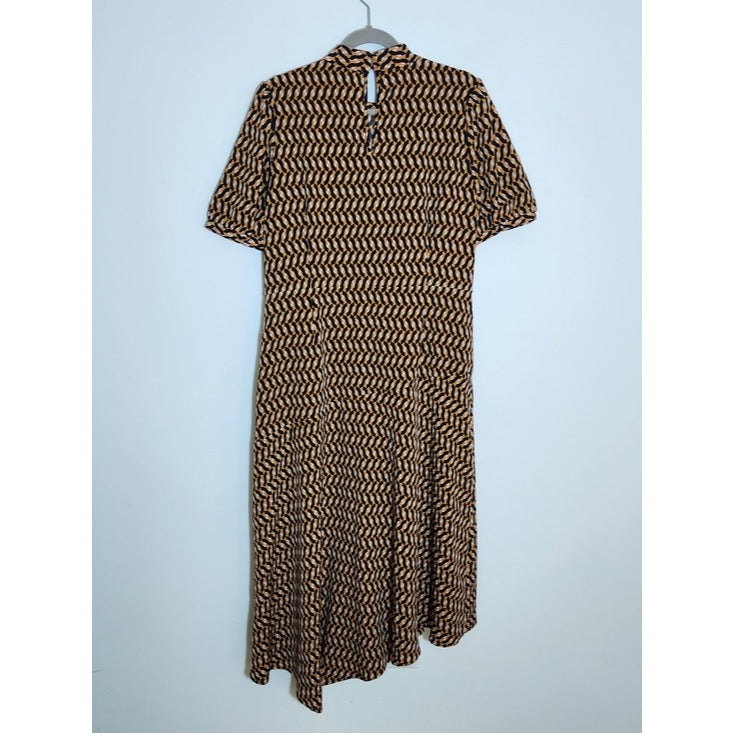 Who What Wear Brown and Black Geometric Asymmetric Midi Dress Size XXL NWT