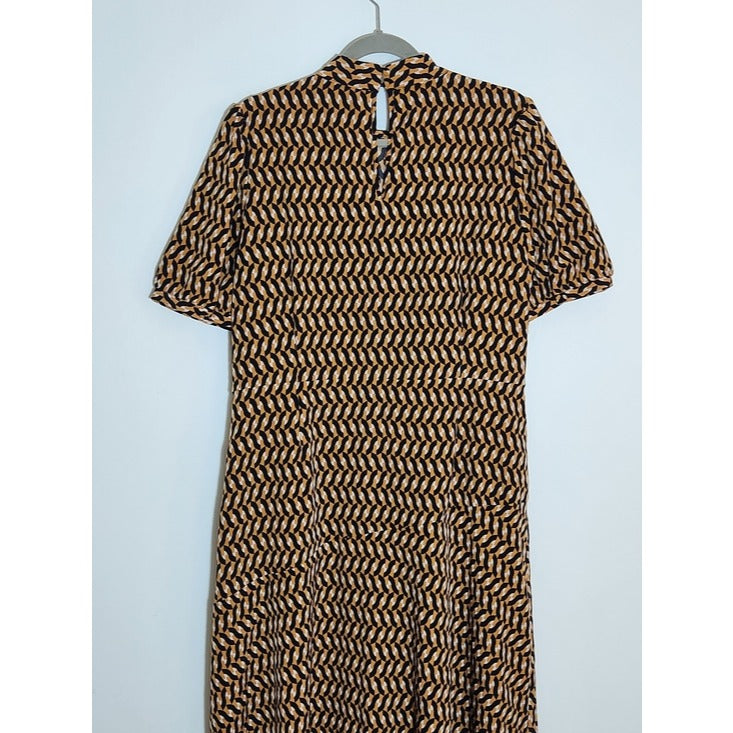 Who What Wear Brown and Black Geometric Asymmetric Midi Dress Size XXL NWT