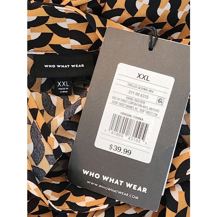Who What Wear Brown and Black Geometric Asymmetric Midi Dress Size XXL NWT