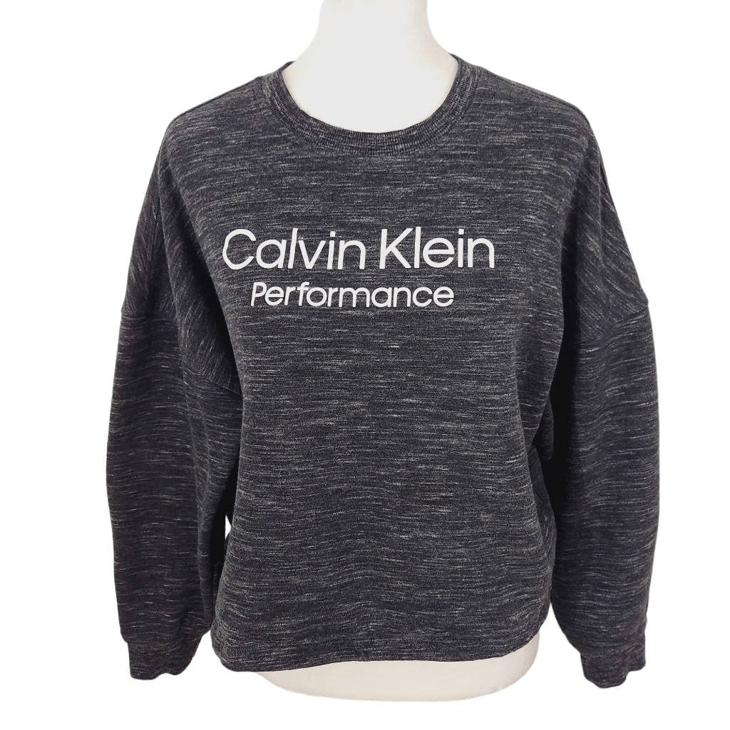 Calvin Klein Performance Gray Cropped Logo Sweatshirt Size Small Gray Sweatshirt
