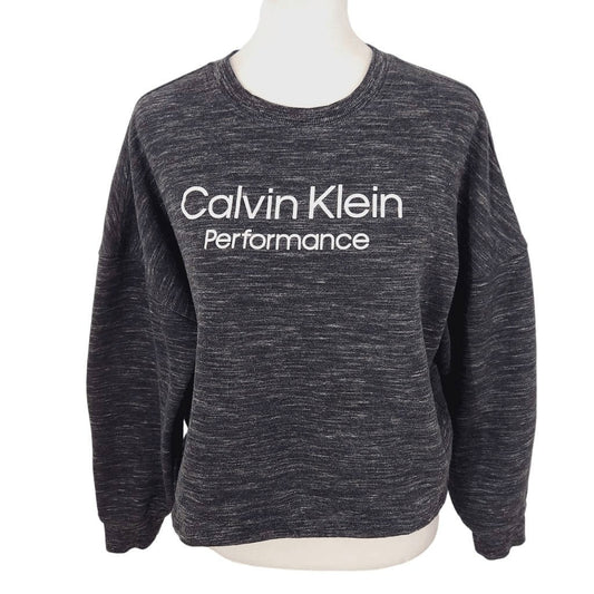 Calvin Klein Performance Gray Cropped Logo Sweatshirt Size Small Gray Sweatshirt