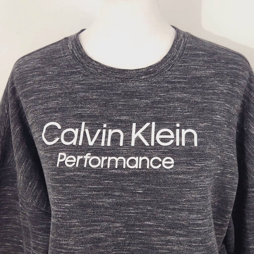 Calvin Klein Performance Gray Cropped Logo Sweatshirt Size Small Gray Sweatshirt