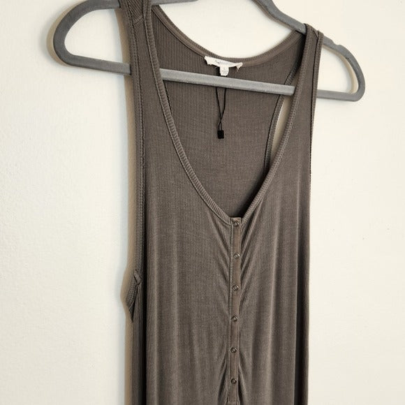 Splendid Olive Green Ribbed knit Sleeveless Fitted Maxi Dress Size Large